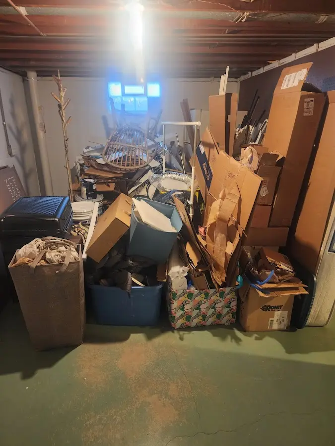 Roll-off dumpster container at job site for 4 Yard Dumpster Rental in Leicester